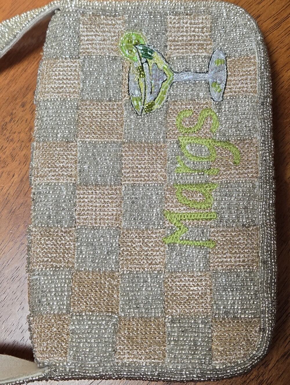 ​Anthropologie Fiona Beaded Margarita Bag Checkered Margs Cocktail Shoulder EUC - Picture 9 of 15